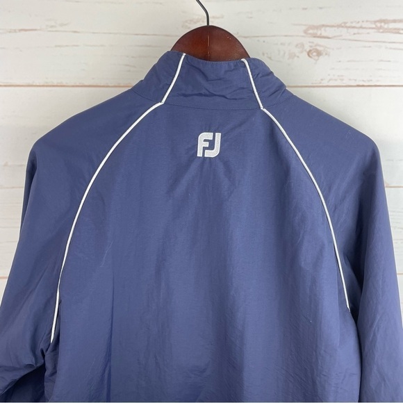 Footjoy | Navy Blue White 1/4 Zip Windbreaker Golf Jacket - Picture 7 of 10